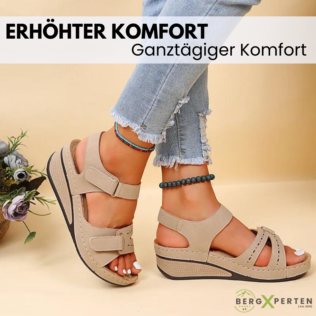"Orthopädische Sandalen für Damen, rutschfest, bequem, in Beige, Khaki-Orange, Rot, Schwarz, Größen 36-43."