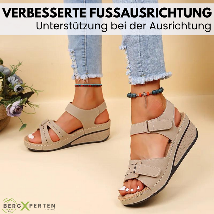 "Orthopädische Sandalen für Damen, rutschfest, bequem, in Beige, Khaki-Orange, Rot, Schwarz, Größen 36-43."