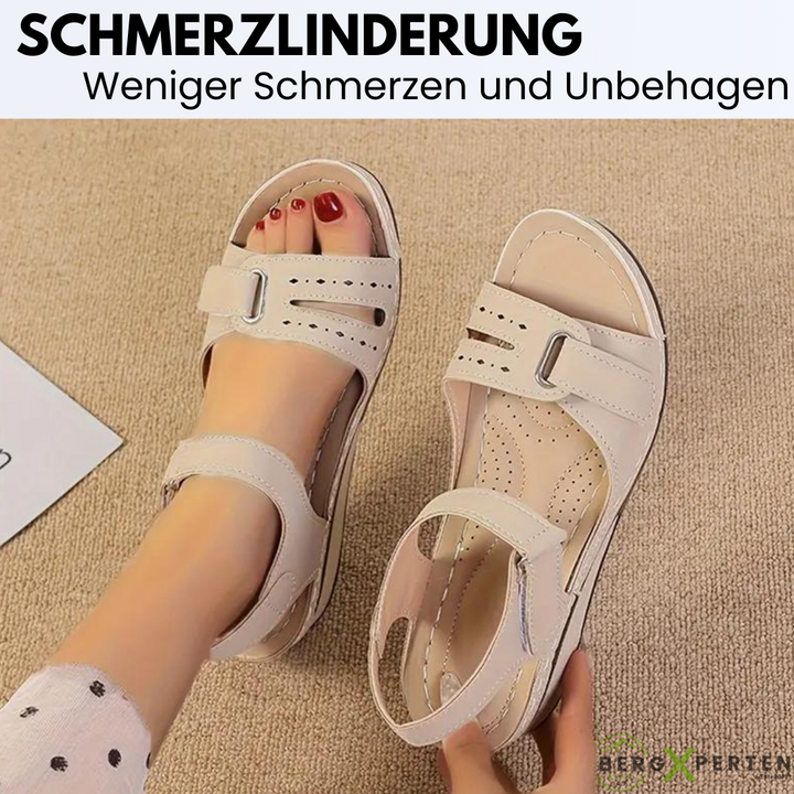 "Orthopädische Sandalen für Damen, rutschfest, bequem, in Beige, Khaki-Orange, Rot, Schwarz, Größen 36-43."