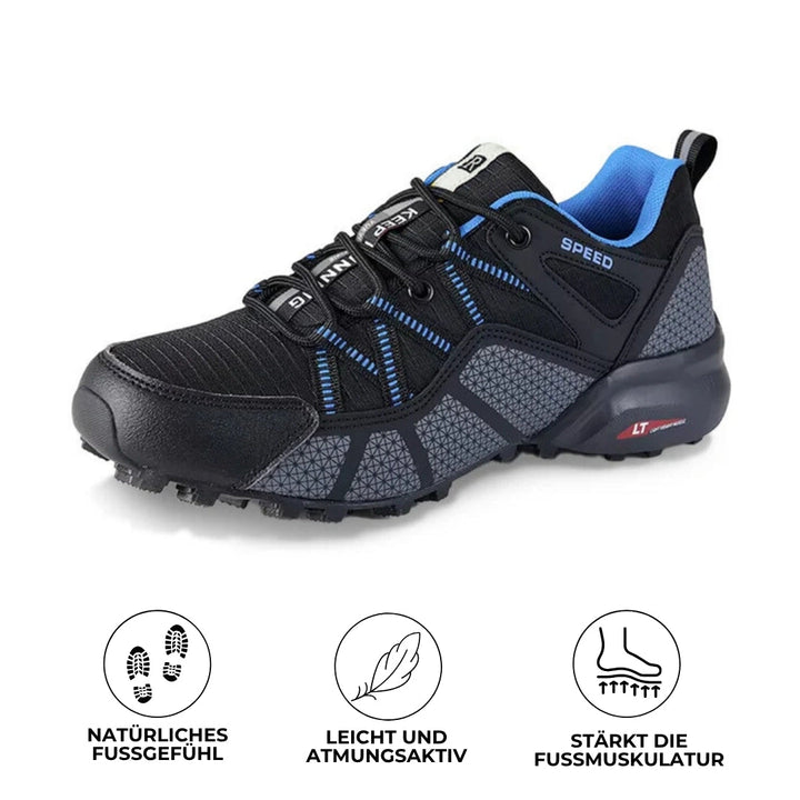 "Orthopädische Wanderschuhe, Damen, braun, atmungsaktiv, rutschfeste Sohle, für Komfort und Unterstützung im Gelände."