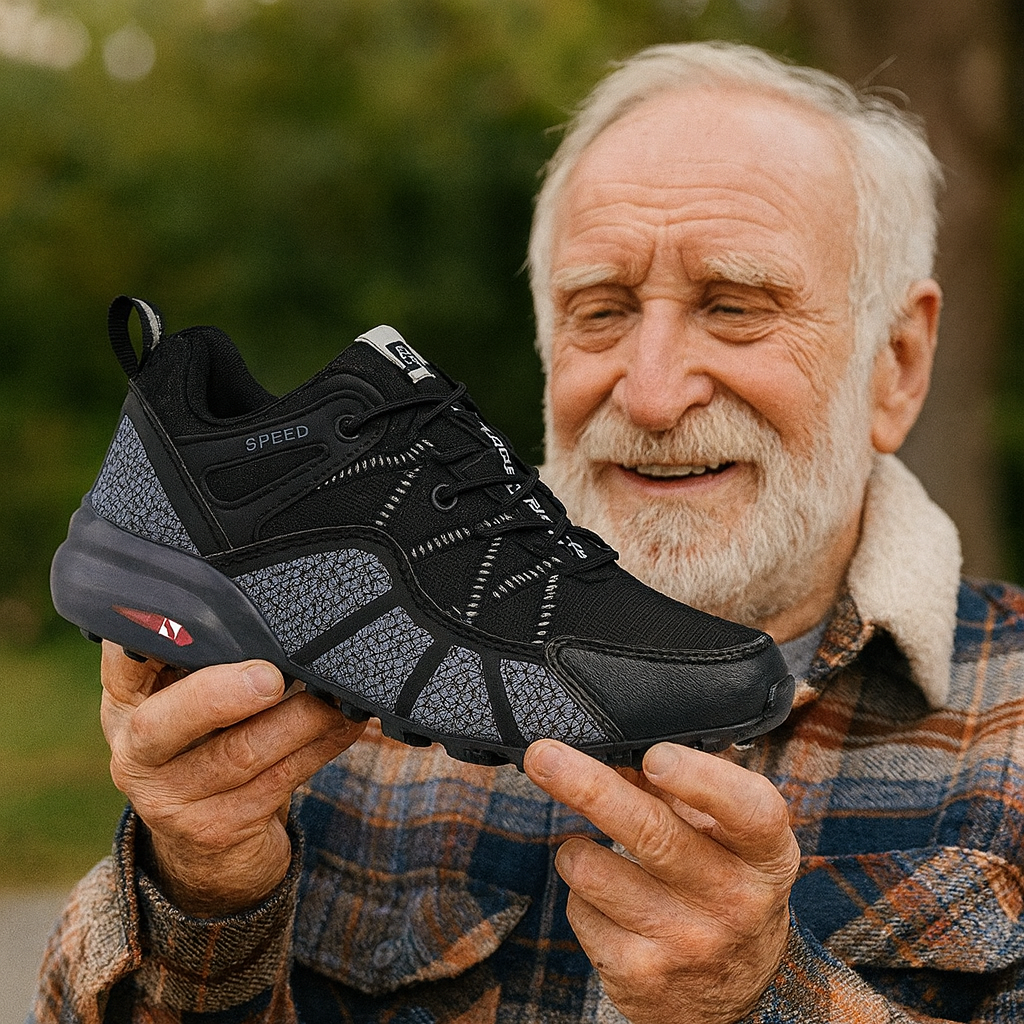 "Orthopädische Wanderschuhe, Damen, braun, atmungsaktiv, rutschfeste Sohle, für Komfort und Unterstützung im Gelände."