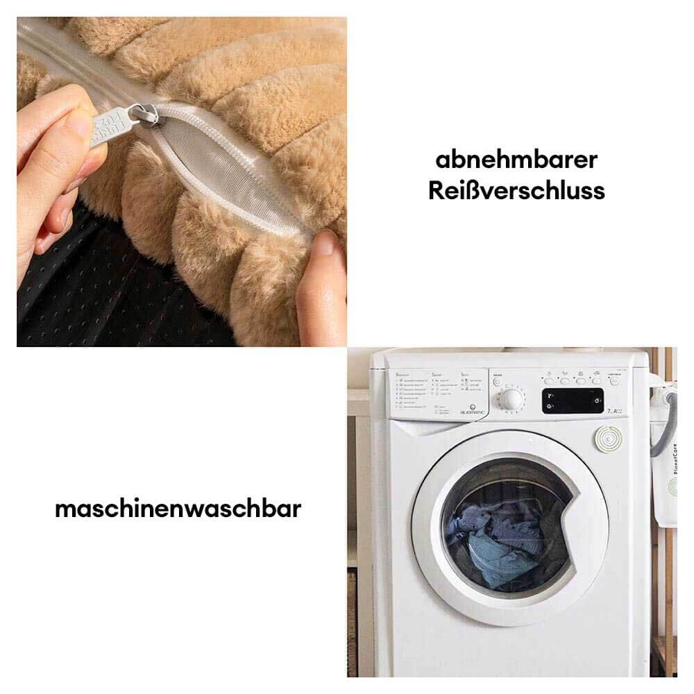 "Orthopädisches waschbares Hundebett aus Kunstfell mit Kissen und Armlehnen, ideal für Gelenkunterstützung, grau."