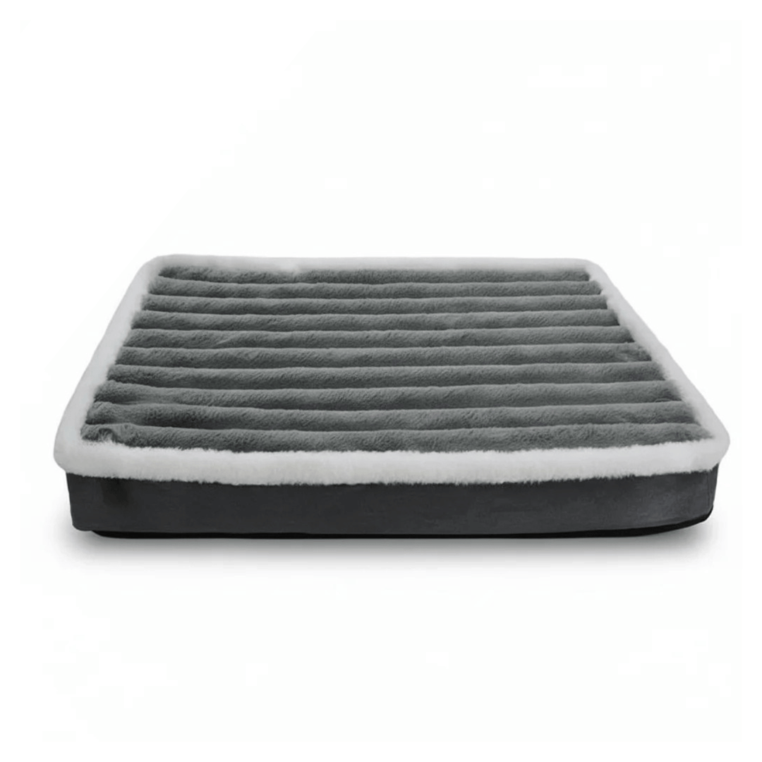 High-density foam orthopedic dog bed with a soft, removable cover, ideal for pet comfort and support.