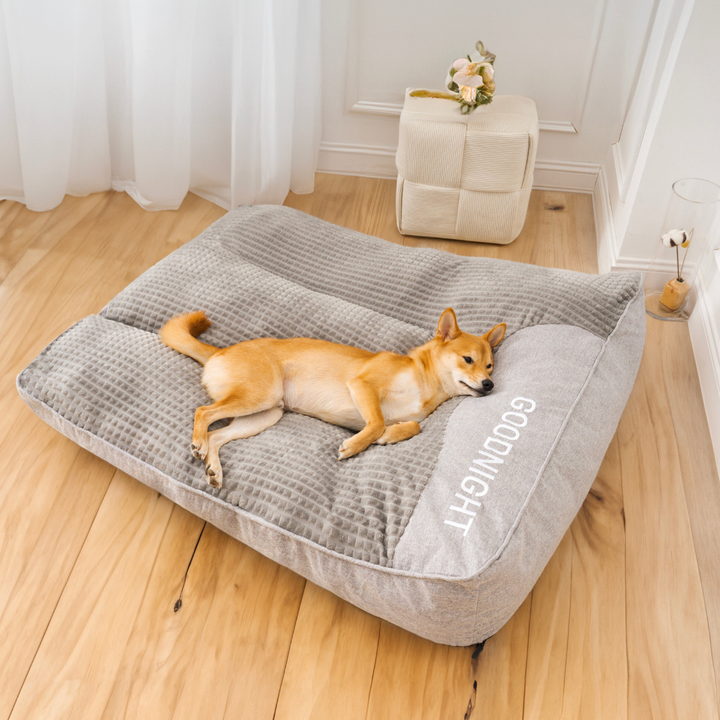 Side view of orthopedic dog bed showing robust spine support and durable design
