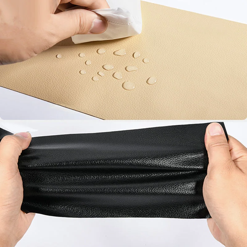 Simple self-adhesive PU leather patch for quick tear repair on sofas, chairs & car interiors. Durable.