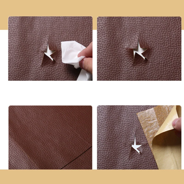 Home improvement self-adhesive leather patch for durable sofa & car seat tear repair. Easy DIY upholstery.