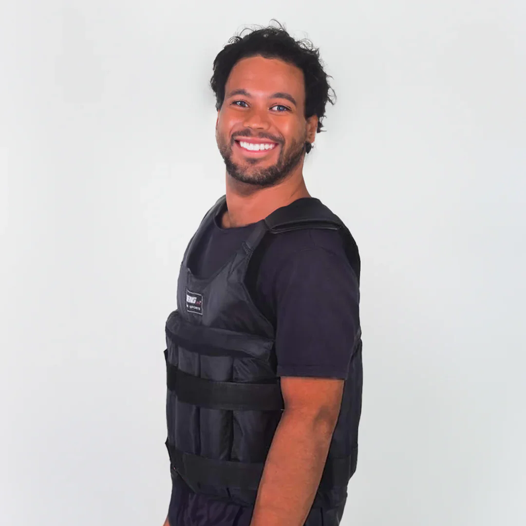 110 lb adjustable weighted vest for runners, core work, & endurance training. Premium fitness gear for all.