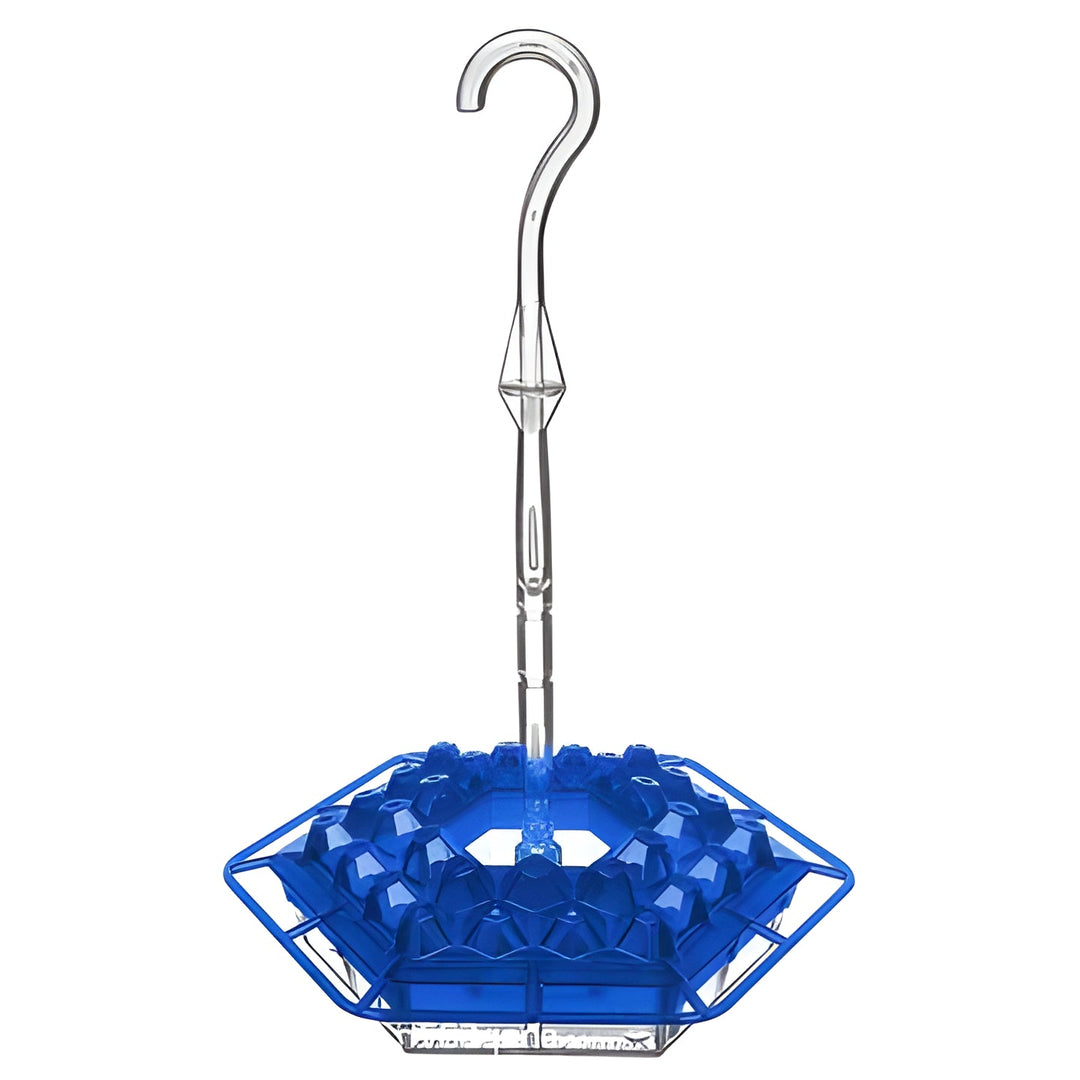 Vibrant red ant-proof hummingbird feeder, UV resistant, with perches and bee-proof ports for attracting garden wildlife.