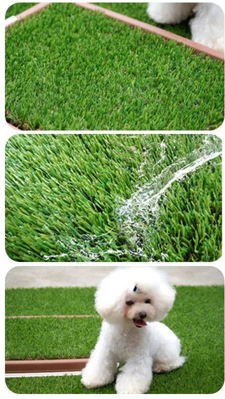 Pet training pad with realistic artificial grass texture, an ideal indoor pet solution for dogs.
