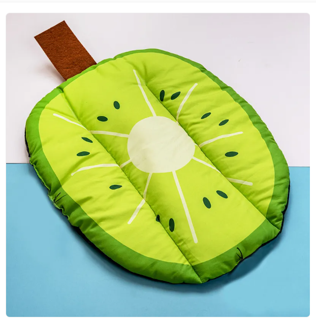 Lemon-themed pet cooling mat, providing comfortable relief for cats and dogs