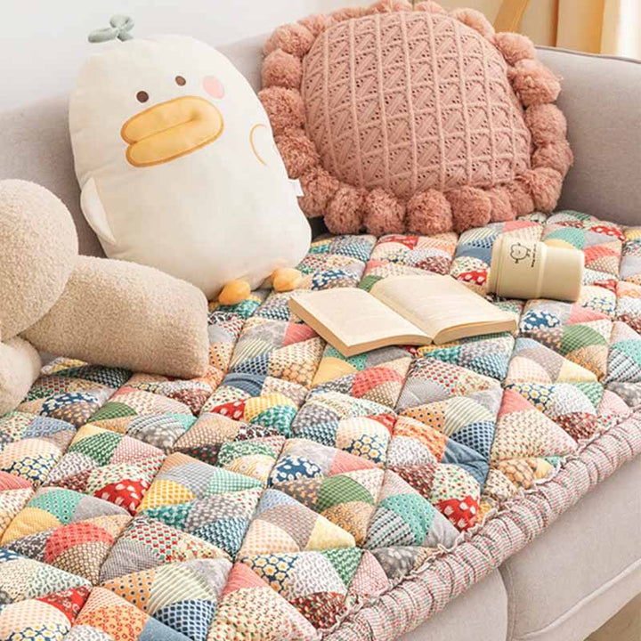 Universal fit pet-friendly couch cover in tan, non-slip, cotton, for home decor & protection