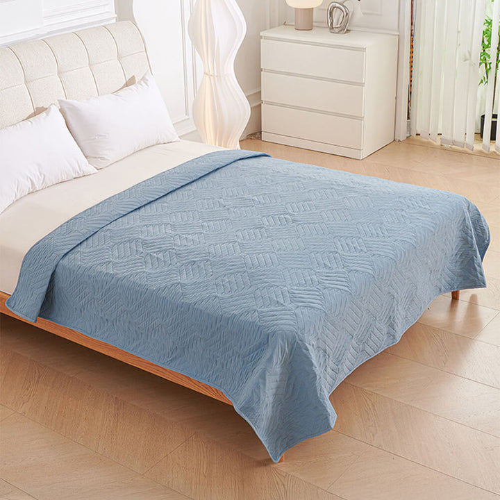 Pet Proof Water-Resistant Bed Cover in an empty bedroom, ready to protect against pet accidents.