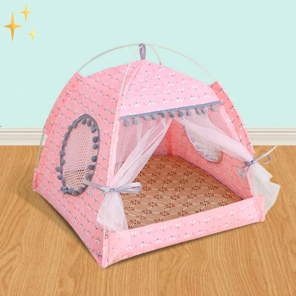 Cozy pet tent bed with cover, perfect for a secluded indoor cat or small dog sanctuary, pet accessories