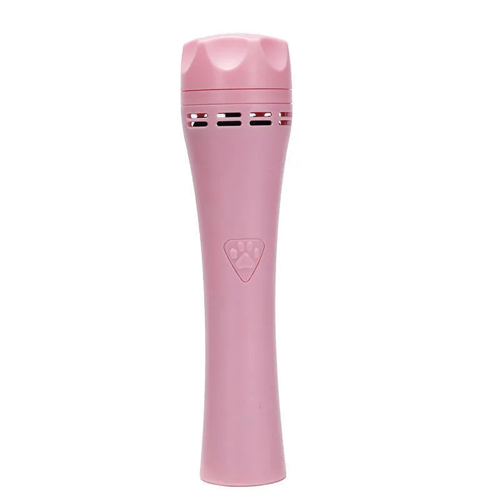 Portable USB rechargeable pet nail grinder in pink, featuring a quiet motor for stress-free animal care.