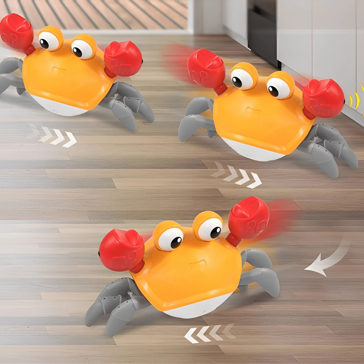New4 plush dog crab toy, bright red with dangling legs and squeaker for active pet entertainment