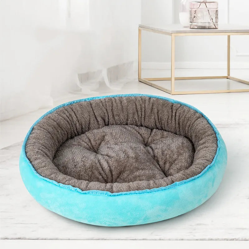 Polka dot dog bed, plush and cozy, non-slip bottom, ideal pet accessory for sleeping