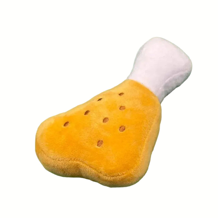 Unisex plush burger dog toy, a soft chewable squeaker toy for active pets