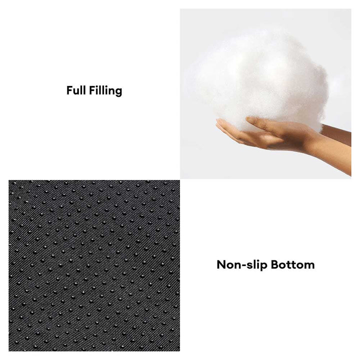 Calming dog bed designed with an expandable base for larger dogs or multiple pets