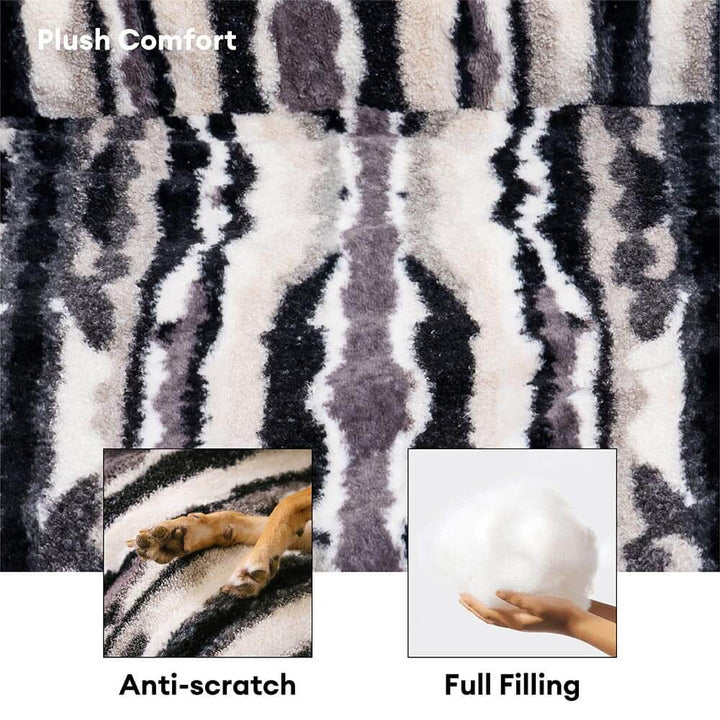Close-up of plush fabric on dog sofa protector, showing soft texture and quality for pets.
