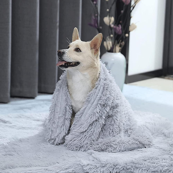 Close-up of fluffy texture on a plush pet blanket, ideal dog and cat bed