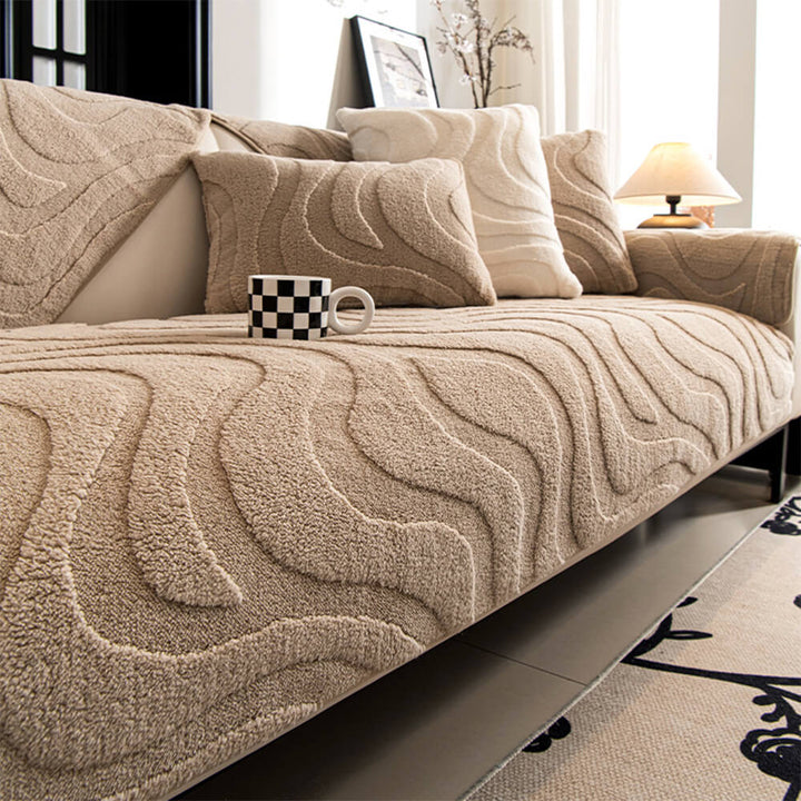 Plush jacquard non-slip furniture protector, offering comfort and style.
