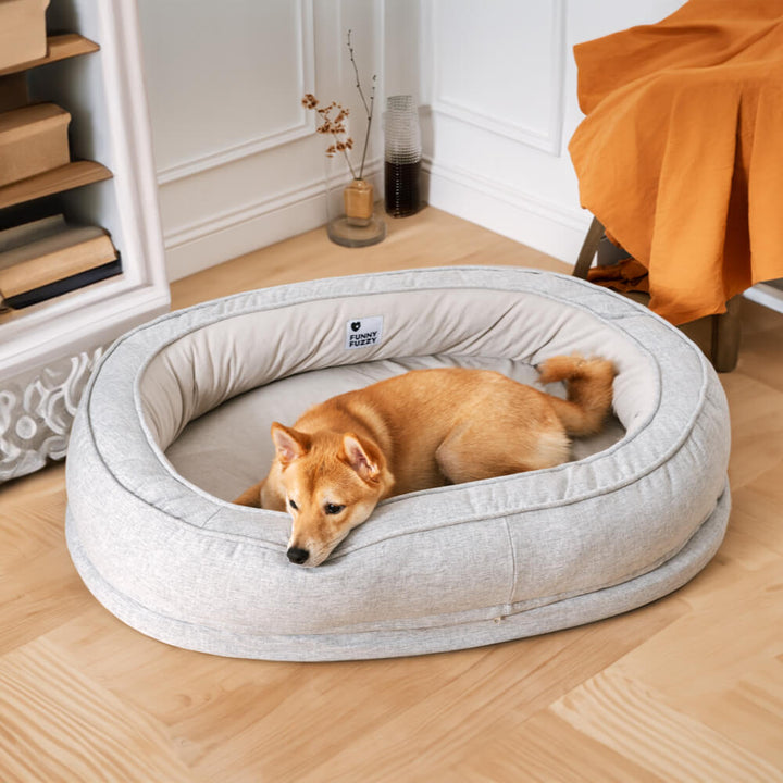 Comforting fluffy orthopedic large dog bed, donut shape, for ultimate relaxation.