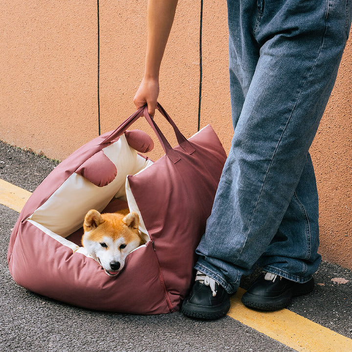 Durable pet safety car seat bed with bear ears, perfect for road trips with your dog.