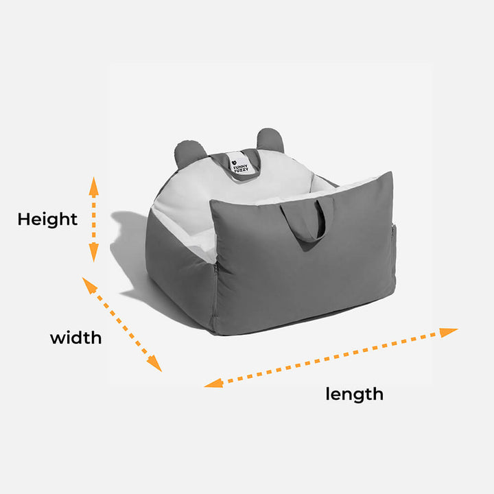 Lightweight pet travel dog bed with bear ears, making car journeys enjoyable for dogs.