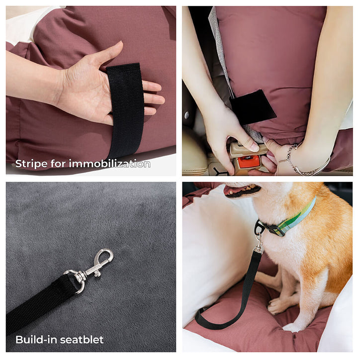 Easy-clean dog car seat with bear ear design, an essential pet safety travel accessory.