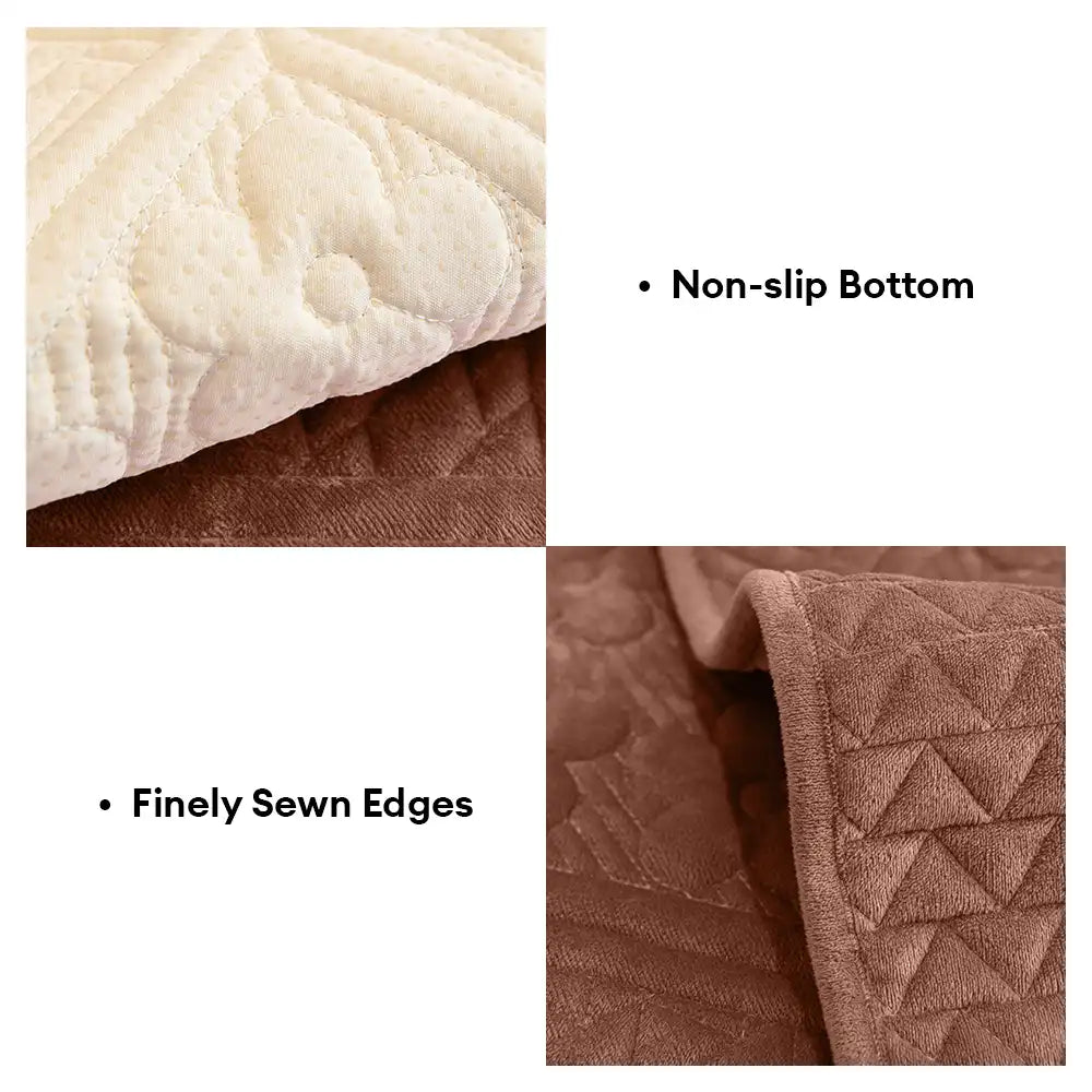 Non-slip geometric embossed couch cover, plush and quilted for optimal furniture protection