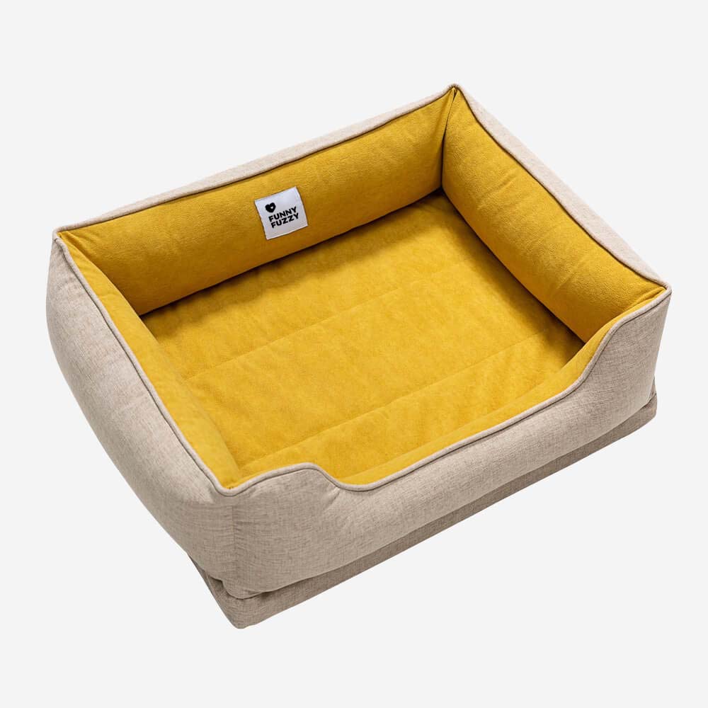 Medium pet dog bed, square bread shape, plush and easy to wash.