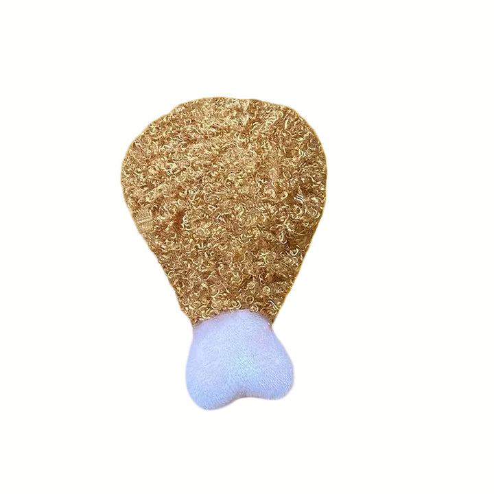 Brown donut plush squeaky dog toy with pink frosting, engaging interactive toy for pets.