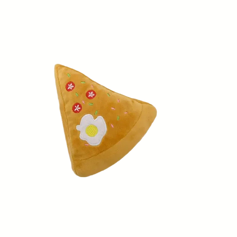 Yellow french fry container plush squeaky dog toy, perfect for playtime and fetching.