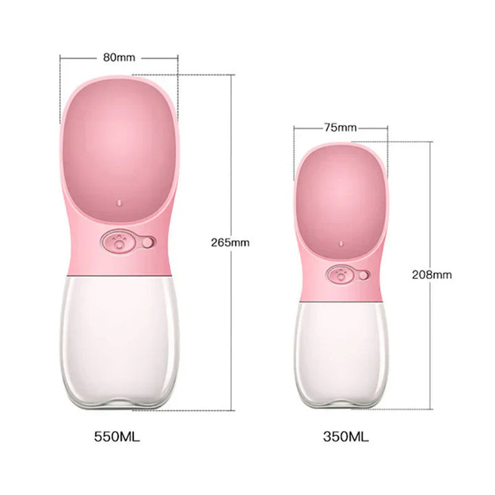 Dog water bottle with integrated bowl, perfect for pet travel, leak-proof design