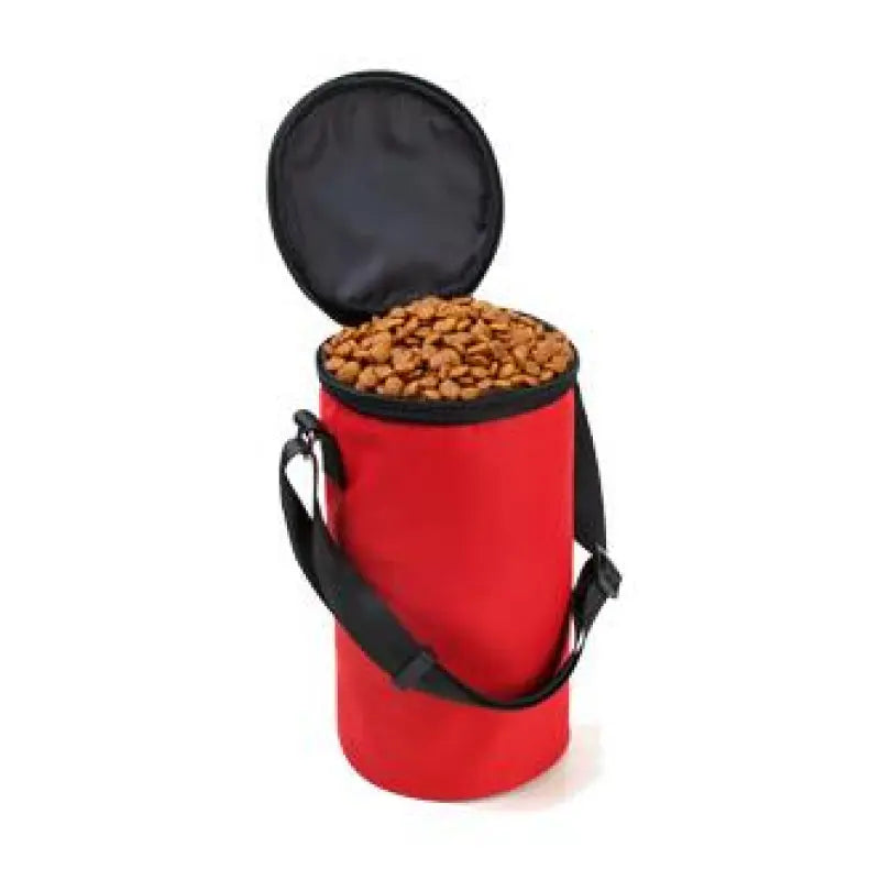 Dog food travel bag, durable and freshness-sealing, with a convenient top carrying handle.