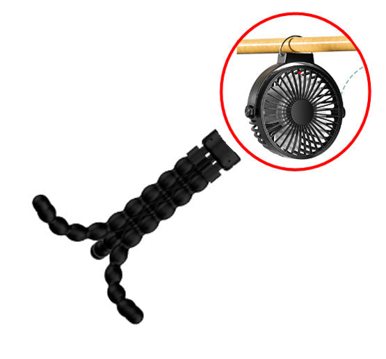 Versatile portable fan. Ideal as a desk fan, stroller fan, or for outdoor adventures.