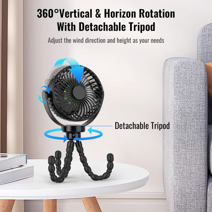 8000mAh rechargeable fan, a compact personal USB fan for extended on-the-go cooling.
