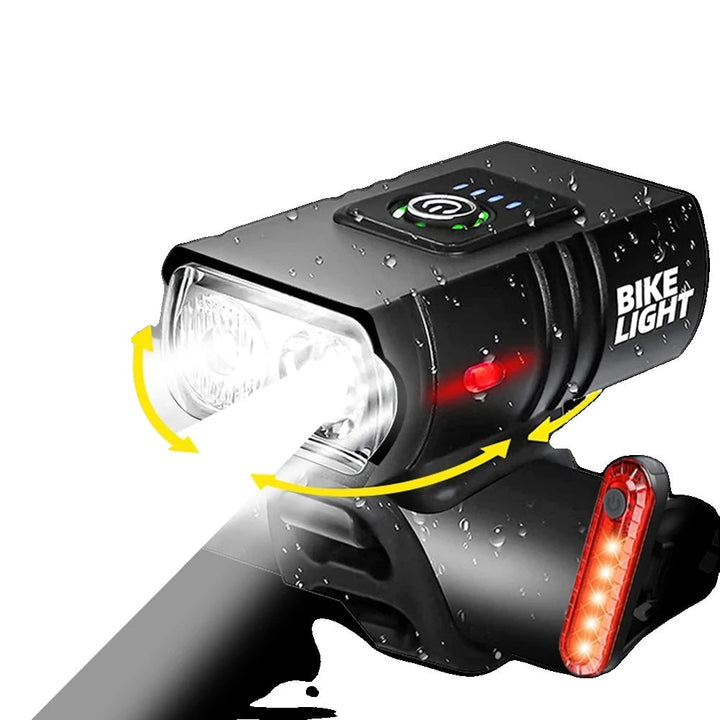 "PowerBeam 1500 LED Fahrradlampe mit USB, 6 Modi: Kompakte, wasserresistente Leuchte für Nachtfahrten, 1500 Lumen."