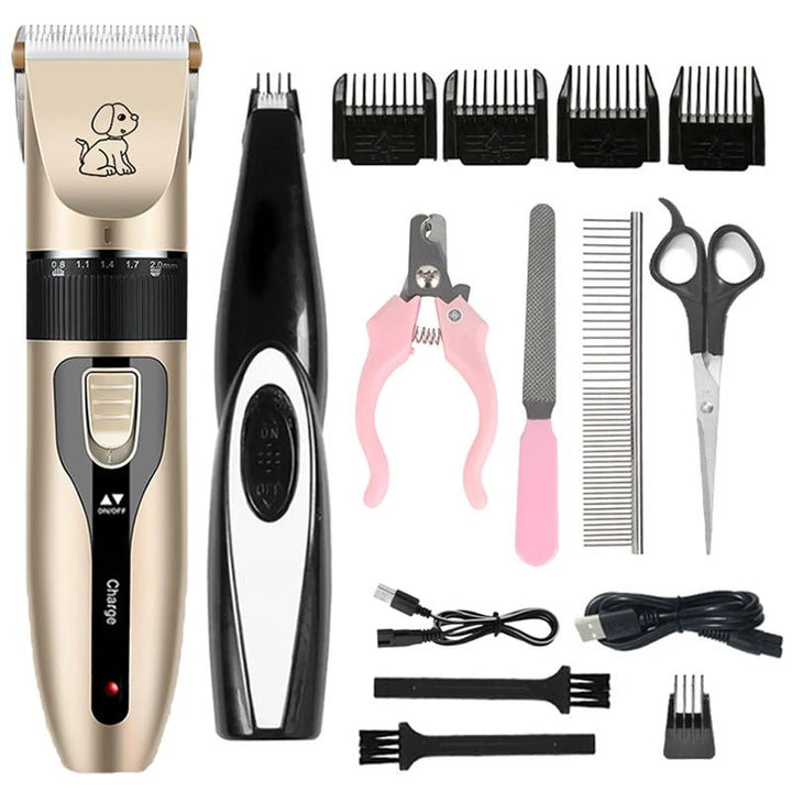 Rechargeable pet grooming clippers with low-noise motor for stress-free dog and cat hair trimming