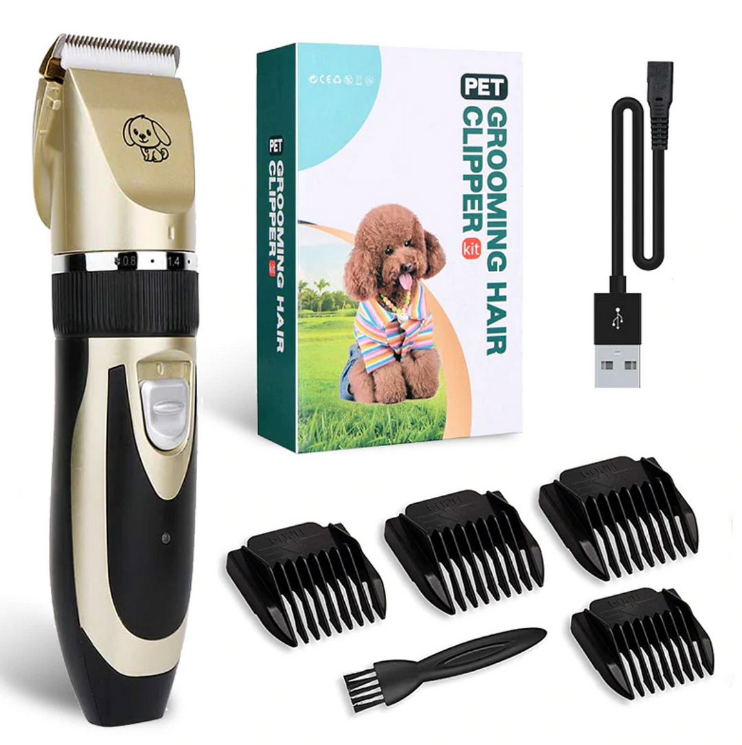 Ergonomic pet grooming clipper for cats & dogs, featuring quiet motor and precision adjustable blade system