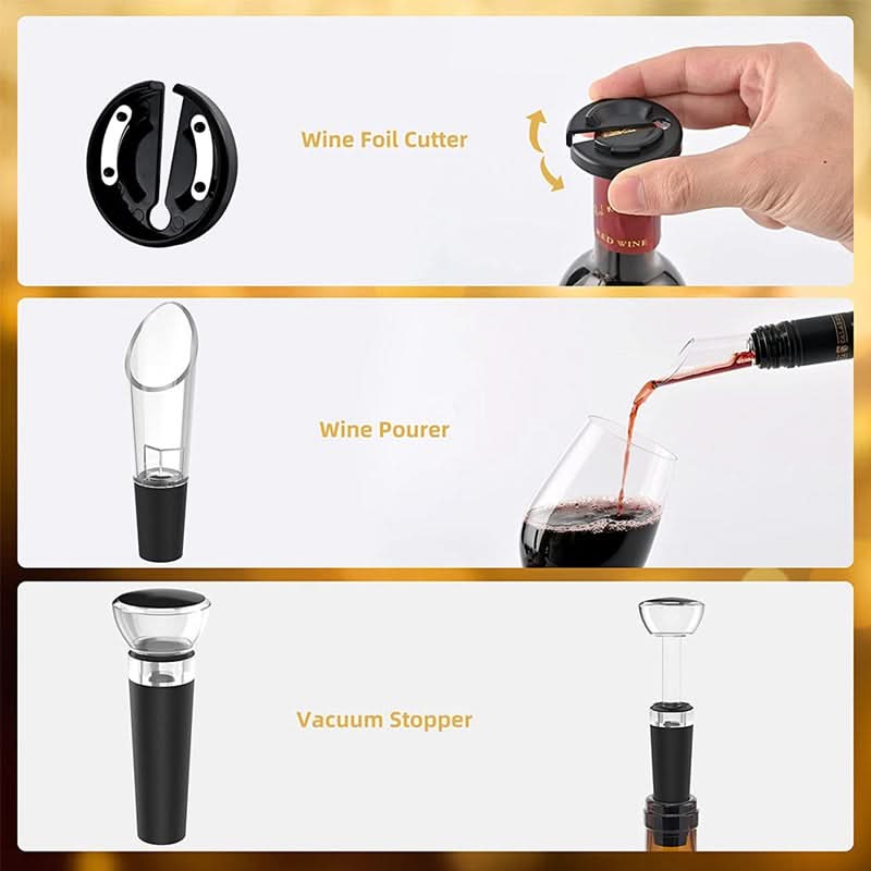 Luxury automatic electric wine opener. Cordless stainless steel corkscrew, provides effortless wine bottle opening.