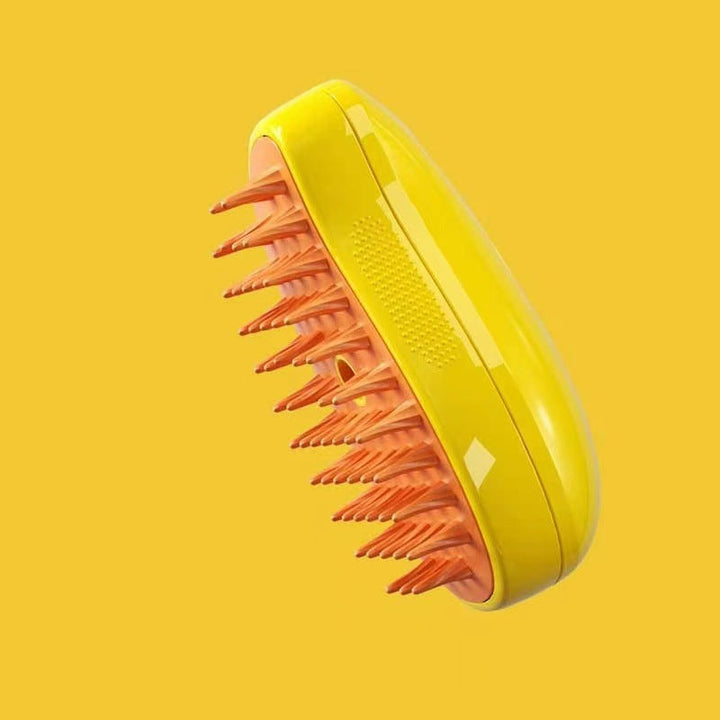 Steam brush for pets gently massages and removes loose fur from dogs and cats, a must-have pet supply.