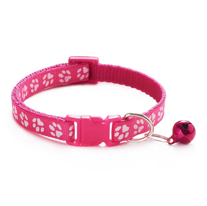 Comfortable black cat collar with safety quick release and an attached bell
