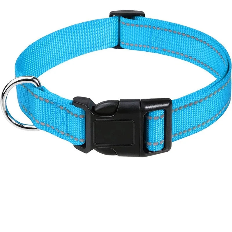 Teal solid color dog collar, comfortable & lightweight adjustable pet accessory for dogs