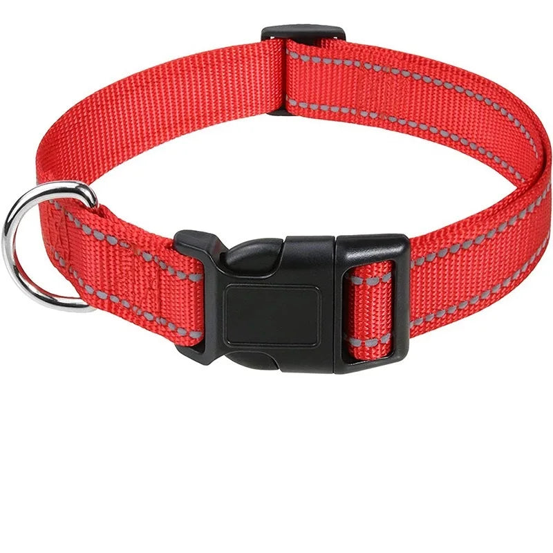 Red adjustable dog collar for all breeds, comfortable & secure everyday pet accessory