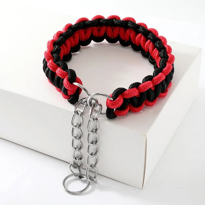 Adjustable nylon pet collar with reinforced stitching, built for durability in dog training.