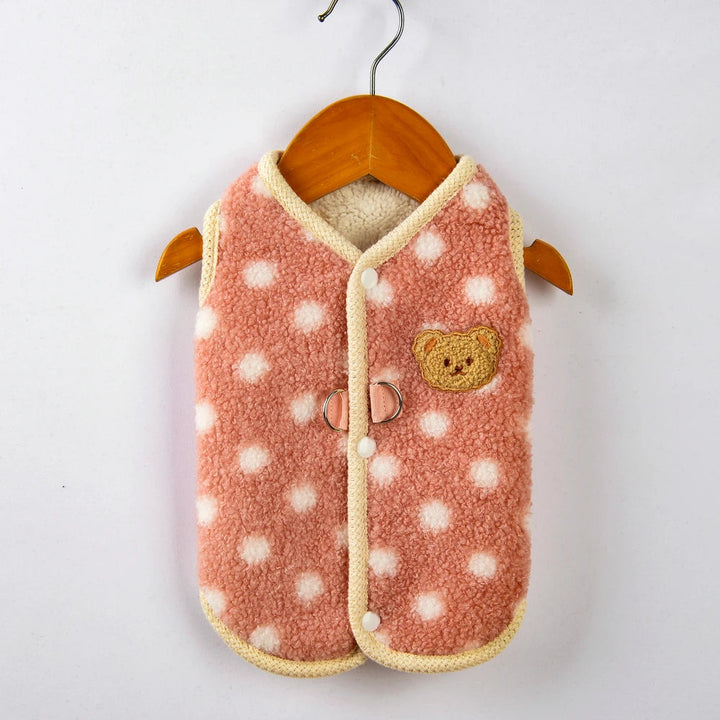 Pink cozy fleece dog jacket, warm winter coat for small breeds, chihuahua clothing