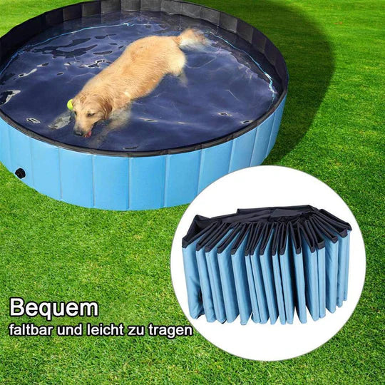 Red foldable dog pet pool for outdoor water play, perfect for summer fun and pet care