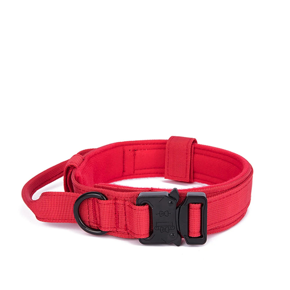 Padded quick-release tactical dog collar, reflective for night visibility, fits large breeds