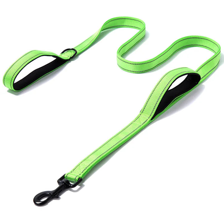 Reflective dog leash for large dogs, two handles for better control, heavy-duty and safe at night.